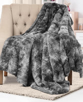 Faux Fur Throw Blanket 50”x65”, Soft Plush Cozy Minky Blanket for Couch, Bed & Living Room Decor