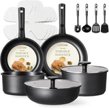 17-Piece Nonstick Pots & Pans Set – Induction Cookware with Detachable Handles, Oven Safe, Removable Handle for RV, Kitchen & Everyday Cooking