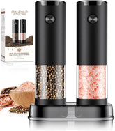 Electric Salt & Pepper Grinder Set – Automatic Adjustable Coarseness with LED Light