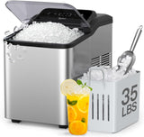 Typhur Countertop Nugget Ice Maker – Fast Pebble Ice Machine, 35 lbs/24H, Self-Cleaning, Stainless Steel