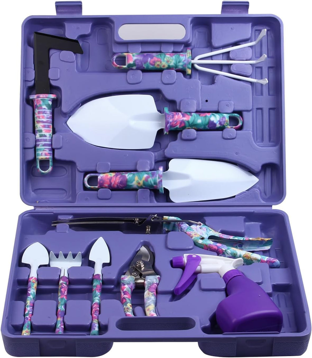 10-Piece Garden Tools Set – Ergonomic Hand Tools with Carrying Case