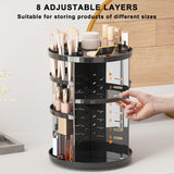 360° Rotating Makeup Organizer – Adjustable Cosmetic Storage Carousel for Vanity & Bathroom Countertop