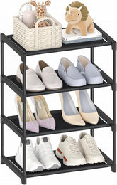 4-Tier Slim Shoe Rack – Stackable Space-Saving Shoe Organizer for Closet, Entryway & Bedroom