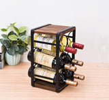 Rustic Wood Countertop Wine Rack 6 Bottles No Need Assembly Brown