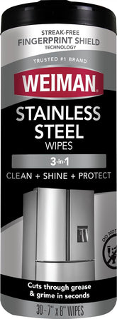 Stainless Steel Cleaner Wipes – 30 Count Polishing Wipes, Streak-Free Cleaning for Shiny Surfaces