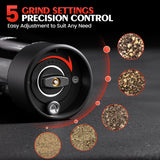 Electric Salt & Pepper Grinder Set โ Automatic Adjustable Coarseness with LED Light