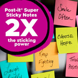 Post-it Super Sticky Notes – 24 Pads, 3” x 3”, Extra Strong Adhesive, Neon Colors