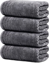 Pack of 4 Extra Large Bath Towels 30 X 60 Inches, 100% Cotton, Larger & Lighter Weight, Quicker to Dry, Super Soft and Absorbent, Perfect for Bathroom, Dark Grey