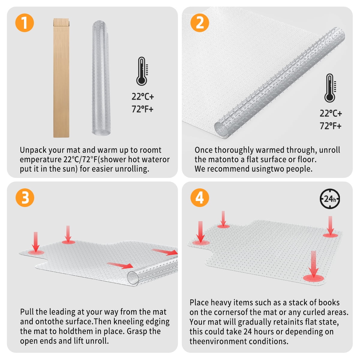 Office Chair Carpet Mat with Lip – Floor Protector (45” x 53”)