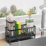 Stainless Steel Kitchen Sink Sponge Holder – Rustproof Caddy with Brush & Soap Organizer