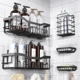 5-Pack Adhesive Shower Caddy – Rustproof Stainless Steel Bathroom Shelves, No Drilling, Large Capacity Organizer