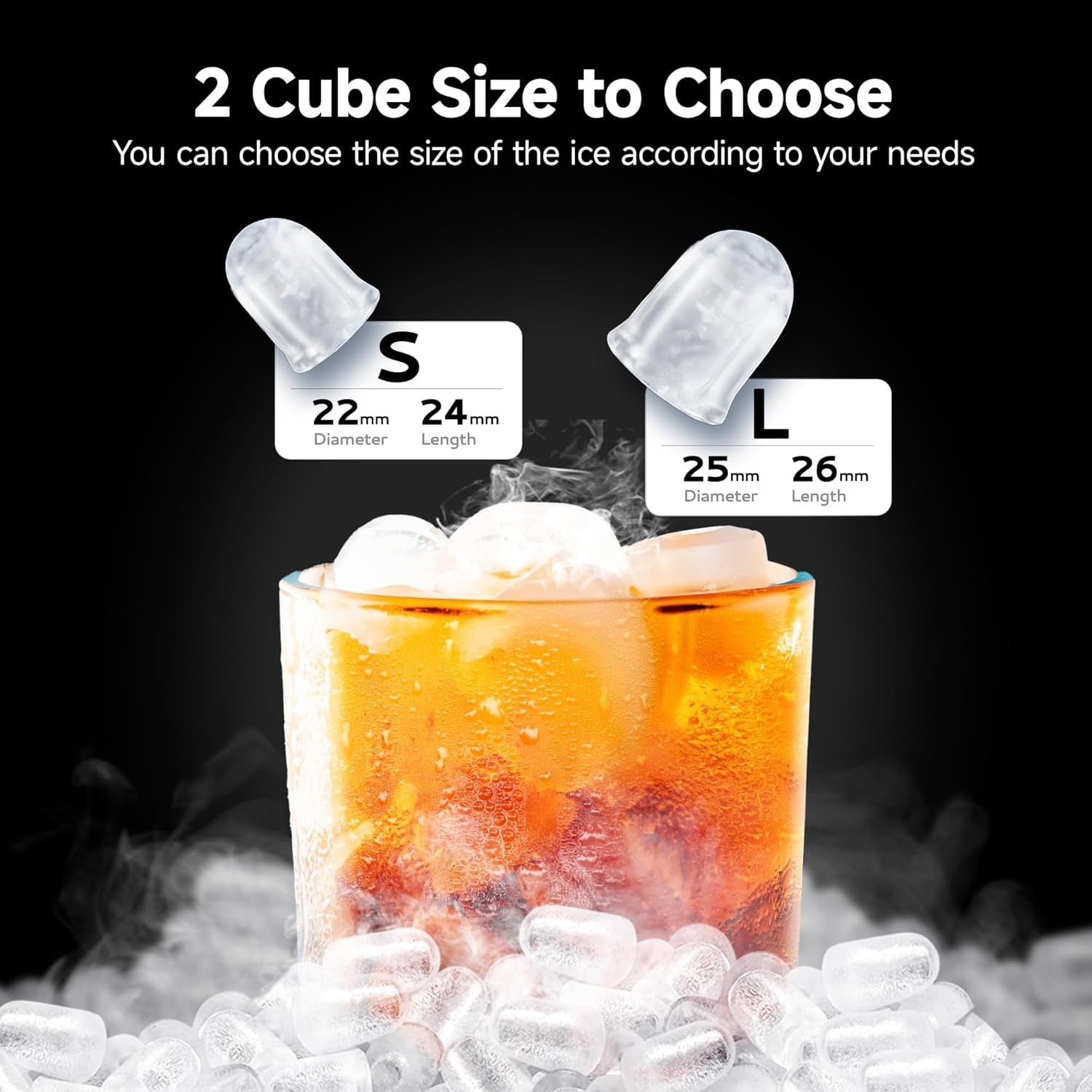 Countertop Ice Maker – 9 Ice Cubes in 6 Minutes, 26 lbs per Day, Portable with Self-Cleaning