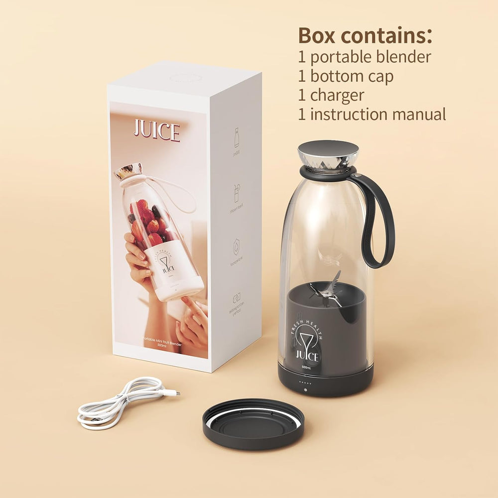 Portable Personal Blender 17oz – Rechargeable Mini Smoothie Maker with 6 Blades, USB Juicer Cup for Kitchen, Office, Travel & Camping