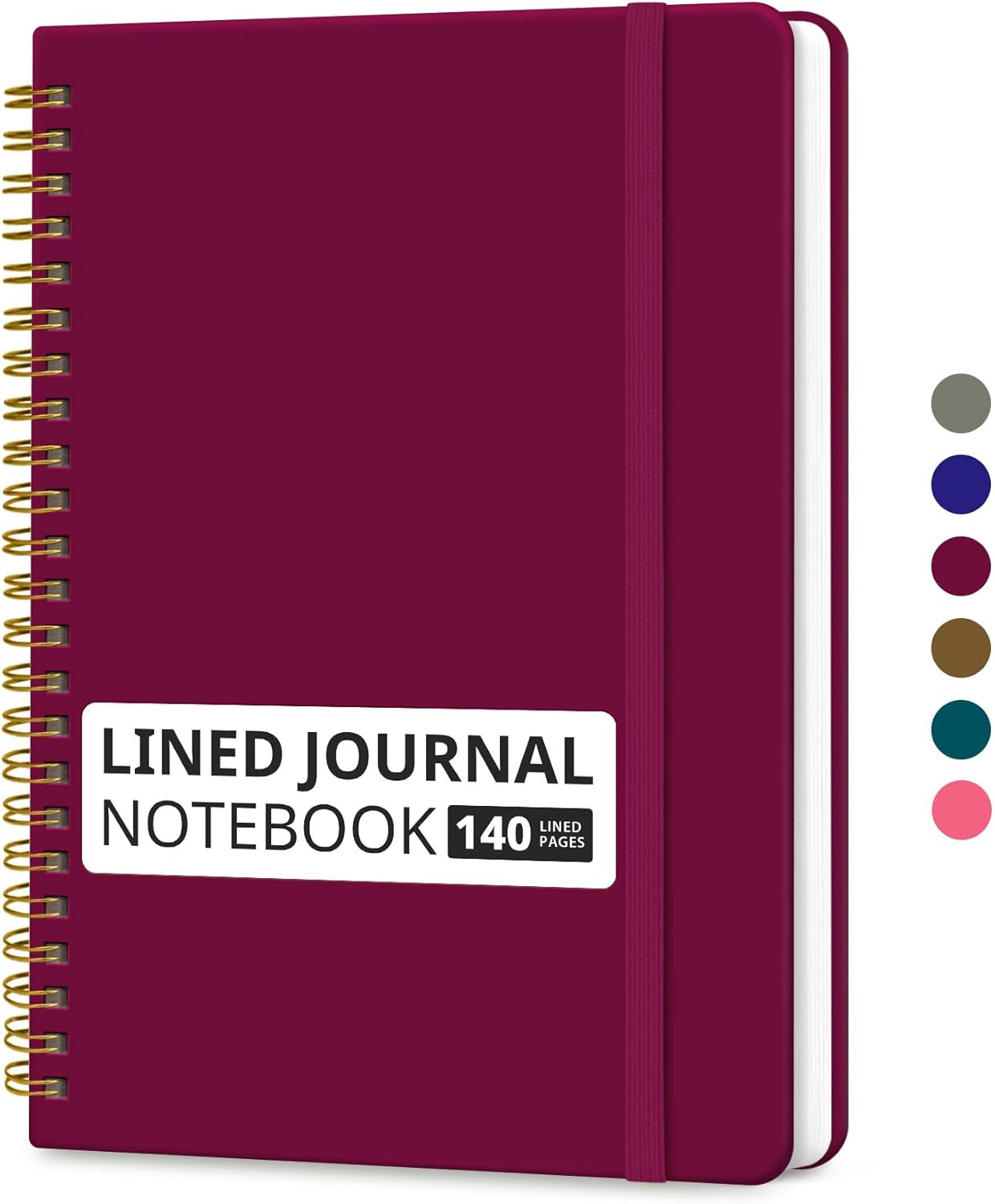 A5 Lined Spiral Journal Notebook – Hardcover, 140 Pages, College Ruled for Work & Writing