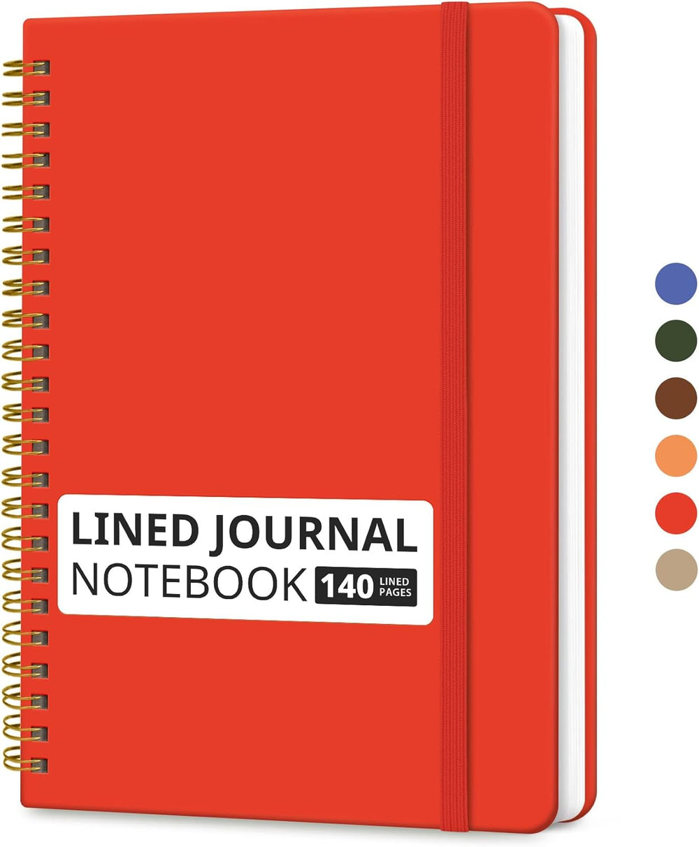 A5 Lined Spiral Journal Notebook – Hardcover, 140 Pages, College Ruled for Work & Writing