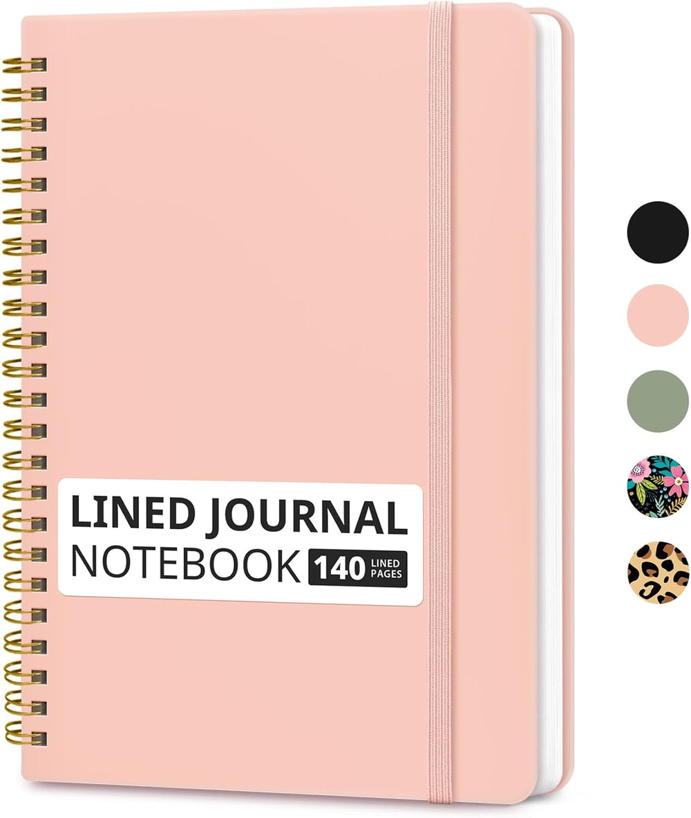 A5 Lined Spiral Journal Notebook – Hardcover, 140 Pages, College Ruled for Work & Writing