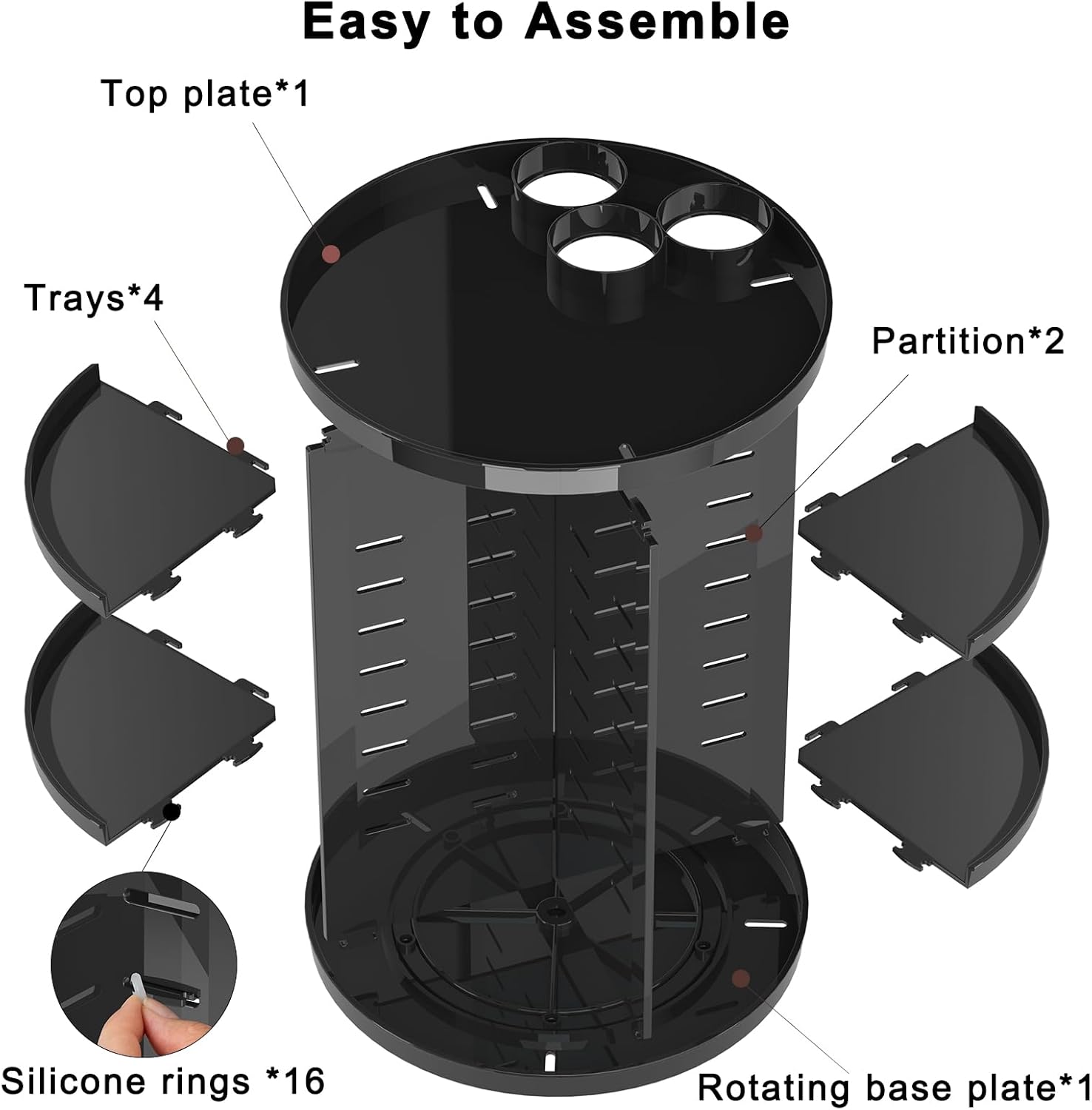 360° Rotating Makeup Organizer – Adjustable Cosmetic Storage Carousel for Vanity & Bathroom Countertop