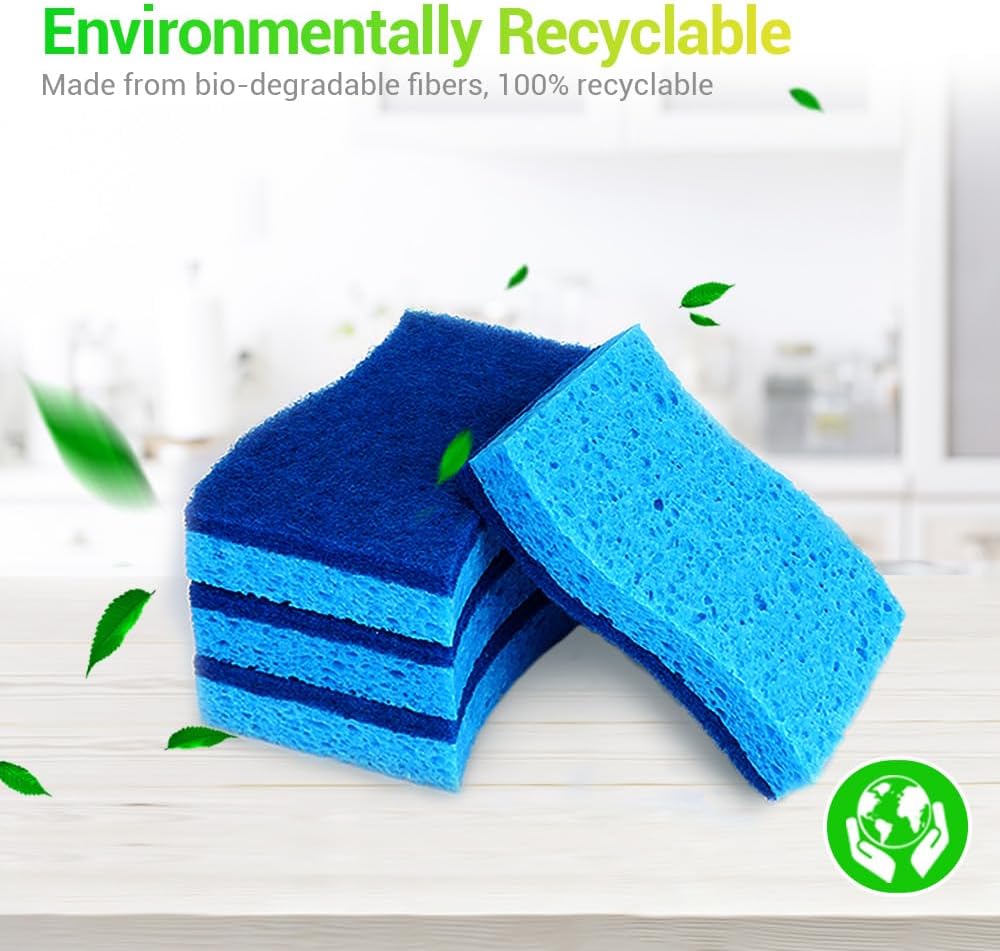 Non-Scratch Kitchen Scrub Sponges – 24 Count Dish Cleaning Sponges for Tough Grime