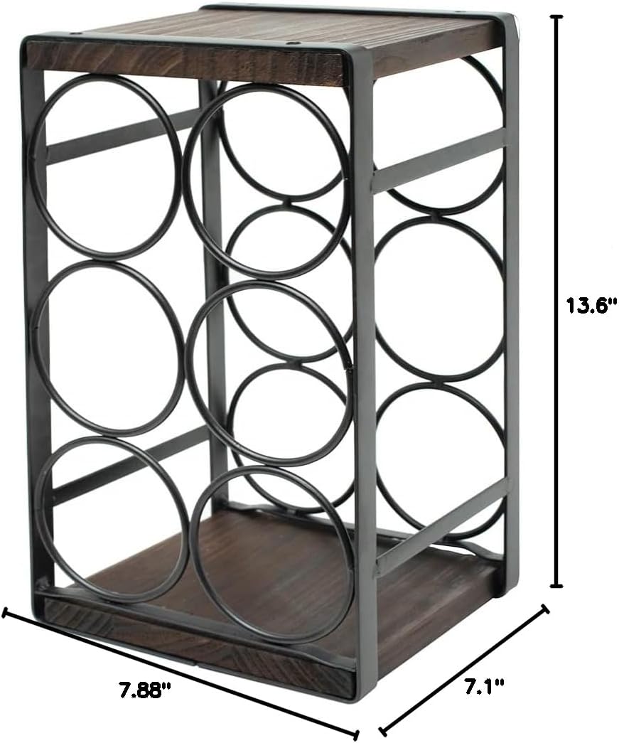 Rustic Wood Countertop Wine Rack 6 Bottles No Need Assembly Brown