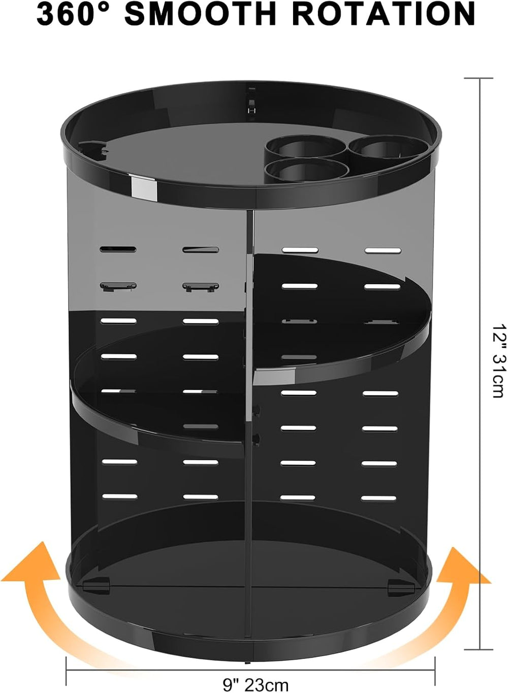 360° Rotating Makeup Organizer – Adjustable Cosmetic Storage Carousel for Vanity & Bathroom Countertop
