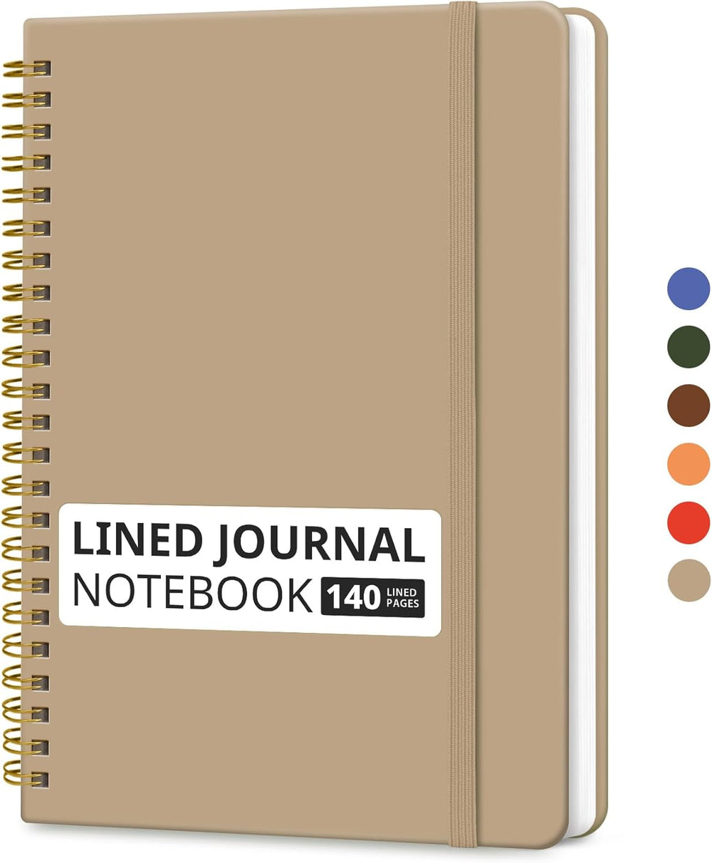 A5 Lined Spiral Journal Notebook – Hardcover, 140 Pages, College Ruled for Work & Writing