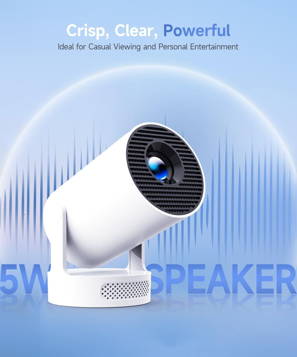 2025 Upgraded Mini Projector 4K – WiFi 6, Bluetooth 5.4, 5W Speaker, Auto Keystone & 180° Rotatable Lens
