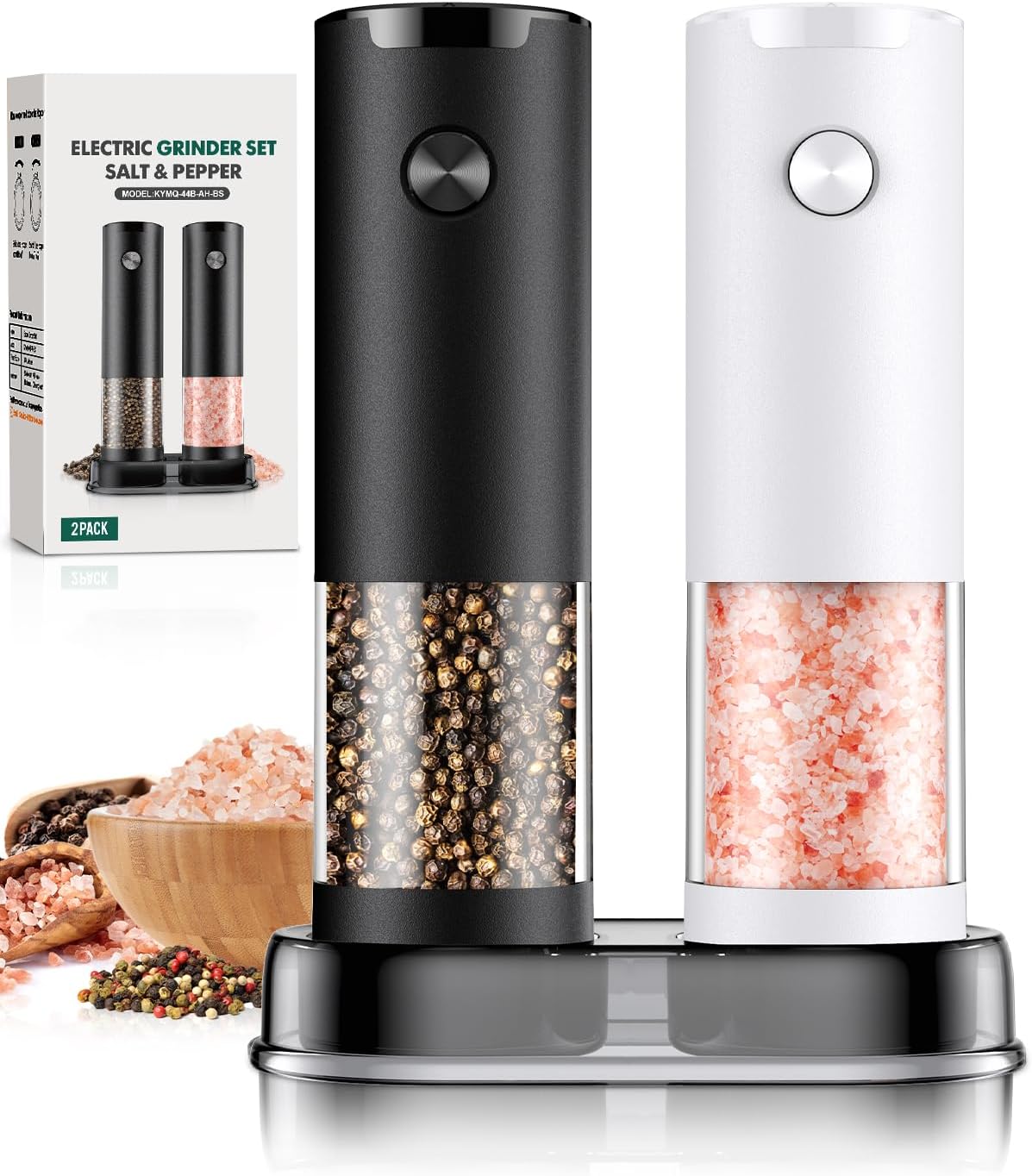 Electric Salt & Pepper Grinder Set – Automatic Adjustable Coarseness with LED Light