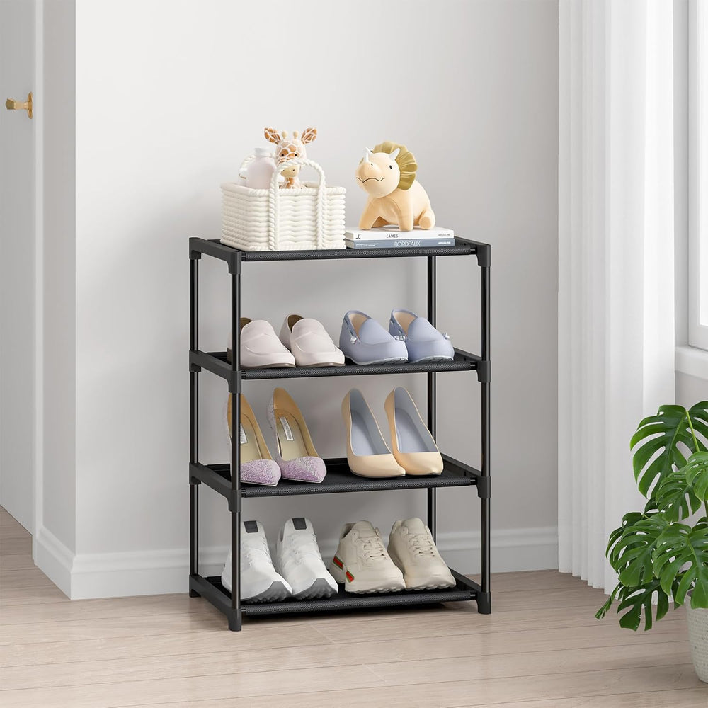 4-Tier Slim Shoe Rack – Stackable Space-Saving Shoe Organizer for Closet, Entryway & Bedroom
