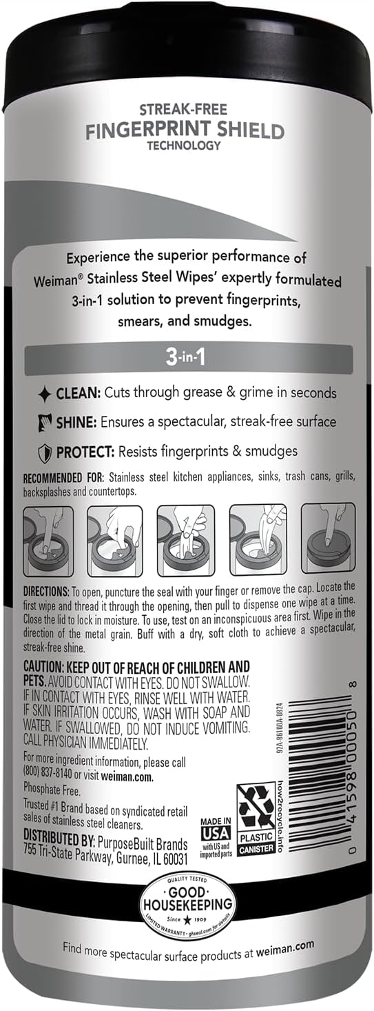 Stainless Steel Cleaner Wipes – 30 Count Polishing Wipes, Streak-Free Cleaning for Shiny Surfaces