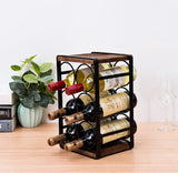 Rustic Wood Countertop Wine Rack 6 Bottles No Need Assembly Brown