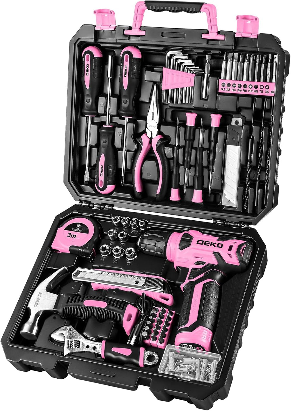 Tool Kit with 8V Cordless Drill,Tool Box with Drill,Hand Drill Set for Men & Women,Home Tool Kits for House Repair,Handyman,Diy 126 Piece