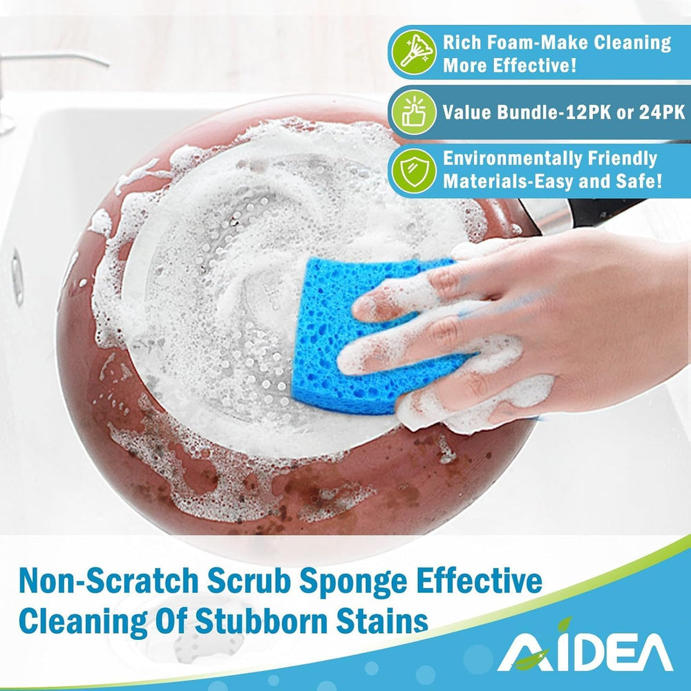 Non-Scratch Kitchen Scrub Sponges – 24 Count Dish Cleaning Sponges for Tough Grime