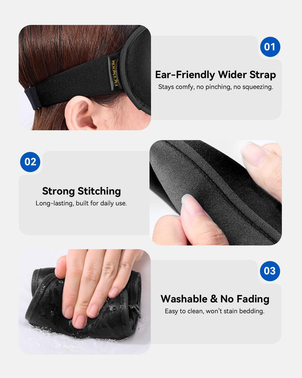 3D Blackout Sleep Mask – Weighted, Zero Pressure Eye Mask for Travel, Flights, Naps, Men & Women