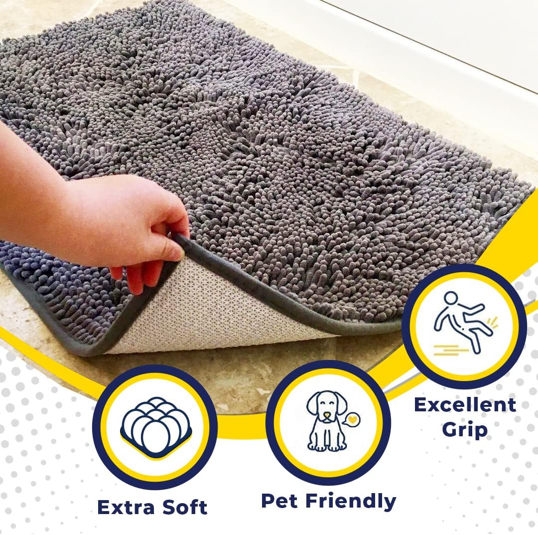 Super Absorbent Indoor Door Mat – Non-Slip Microfiber Entryway Rug (30” x 19”)