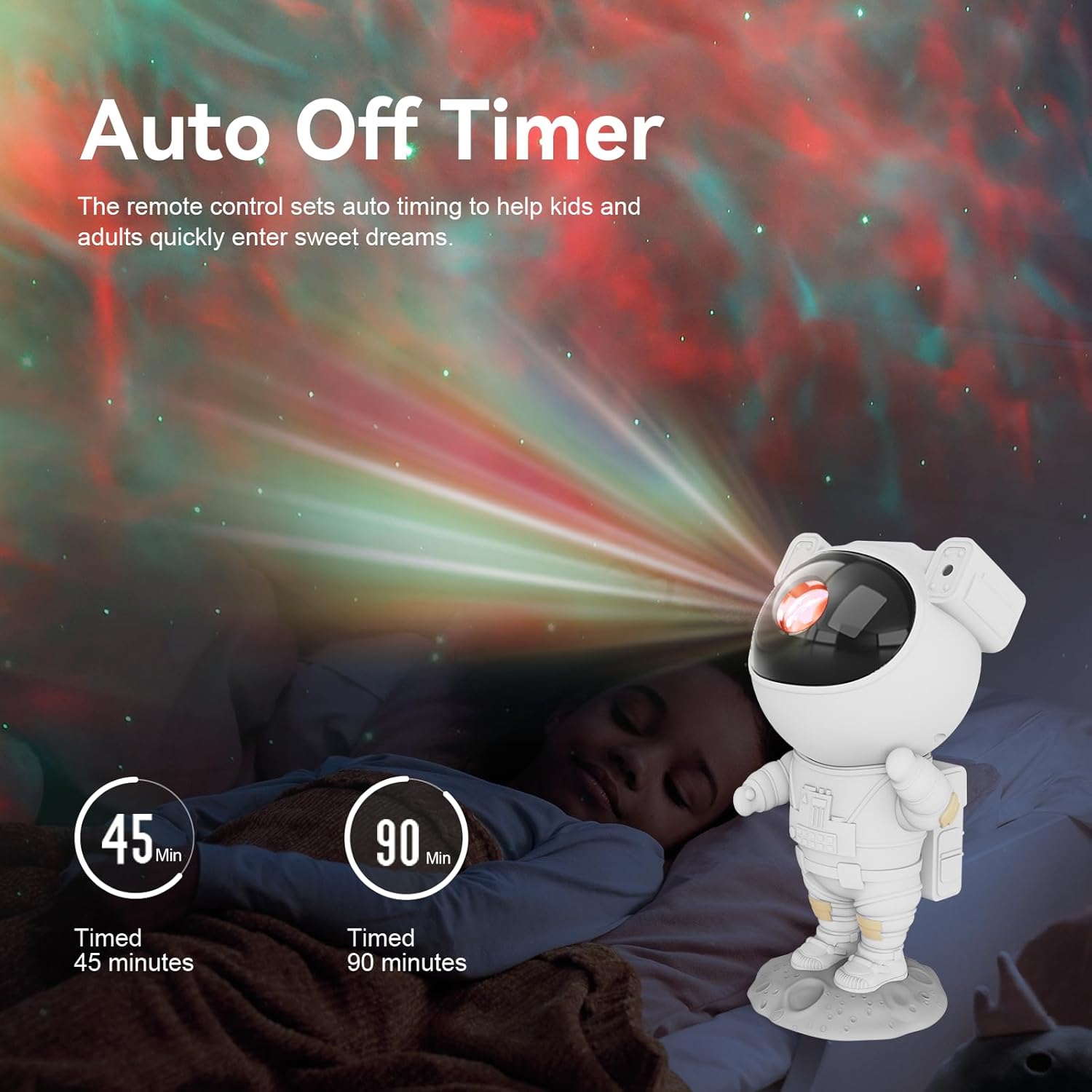 Astronaut Galaxy Star Projector – Nebula Night Light with Remote & Timer for Kids Room