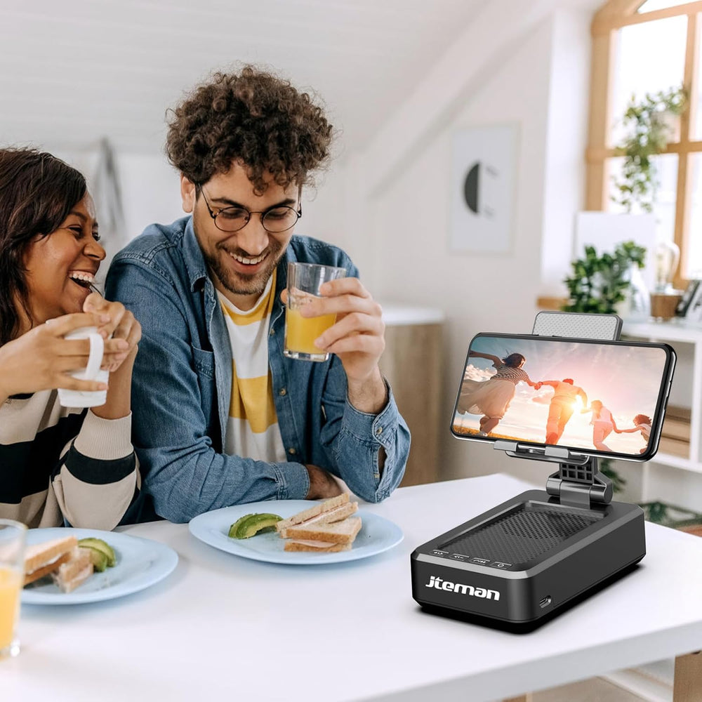 Cell Phone Stand with Bluetooth Speaker – Anti-Slip Base, HD Surround Sound, Wireless, for Home & Outdoors