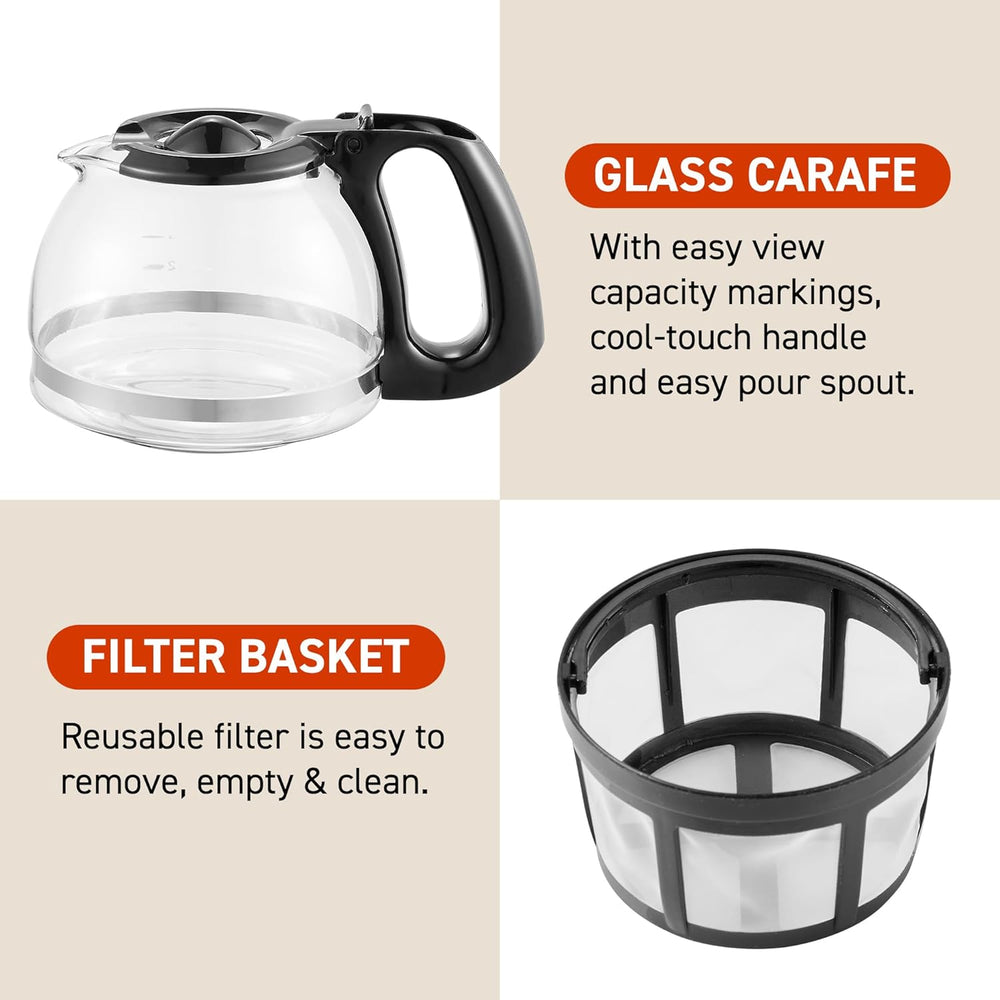 4-Cup Automatic Drip Coffee Maker with Glass Carafe, Pause & Serve, Reusable Filter, Keep Warm Function