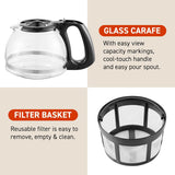 4-Cup Automatic Drip Coffee Maker with Glass Carafe, Pause & Serve, Reusable Filter, Keep Warm Function