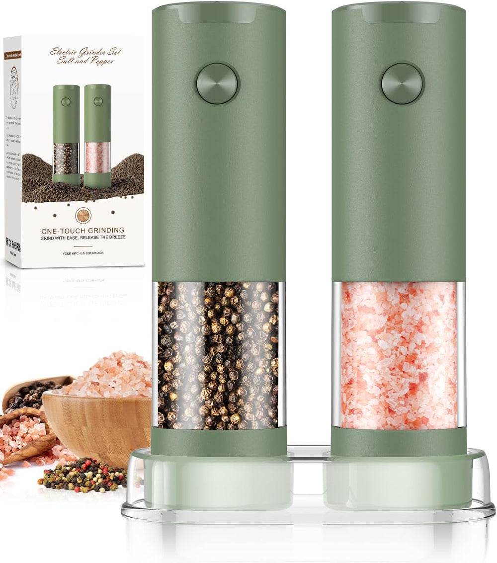 Electric Salt & Pepper Grinder Set – Automatic Adjustable Coarseness with LED Light