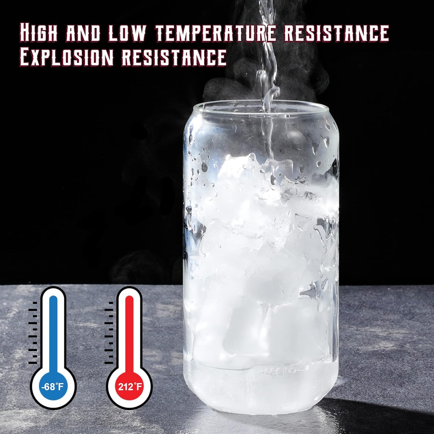 Piece Glass Cups Set – 16Oz Drinking Glasses with Bamboo Lids & Glass Straws for Iced Coffee & Tea