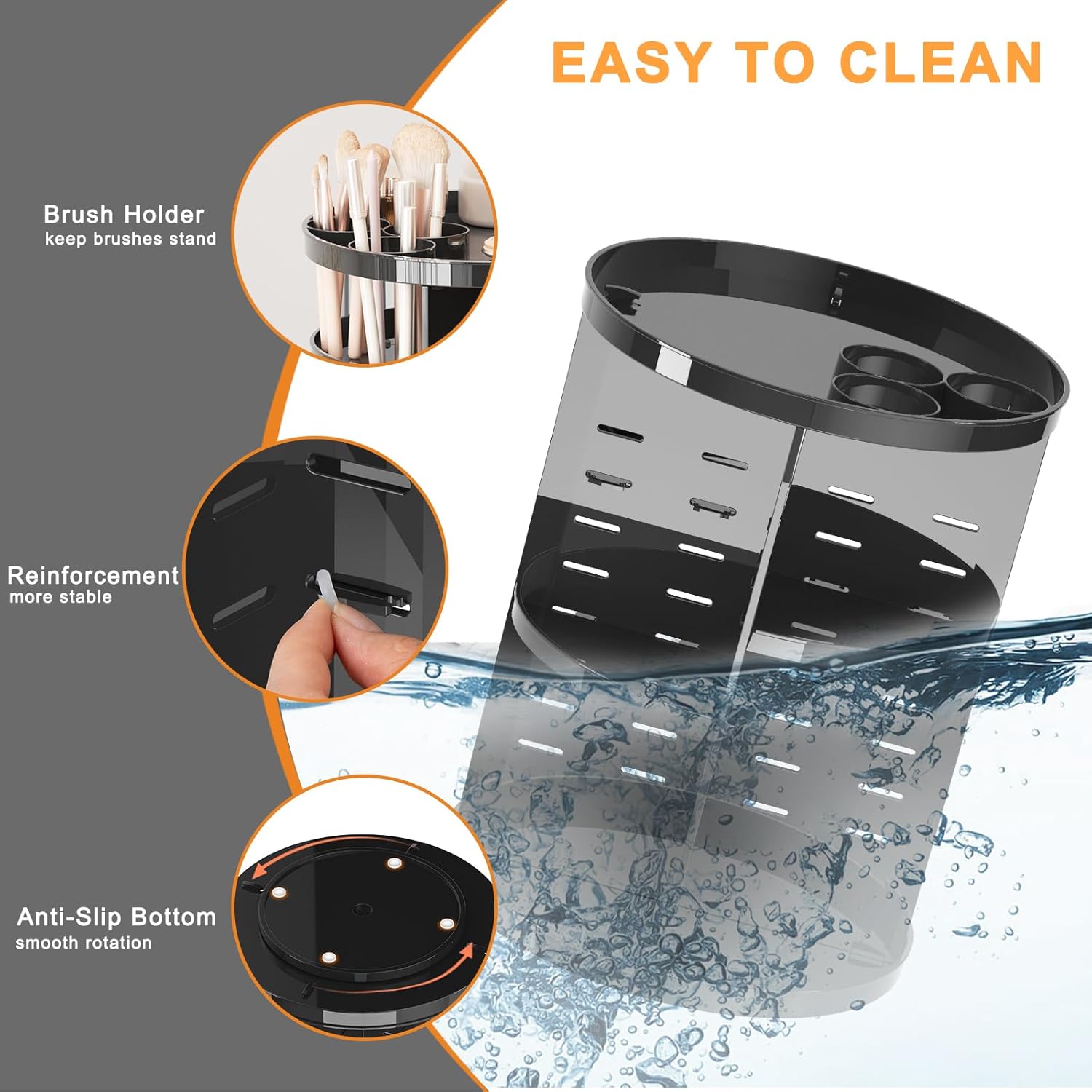 360° Rotating Makeup Organizer – Adjustable Cosmetic Storage Carousel for Vanity & Bathroom Countertop