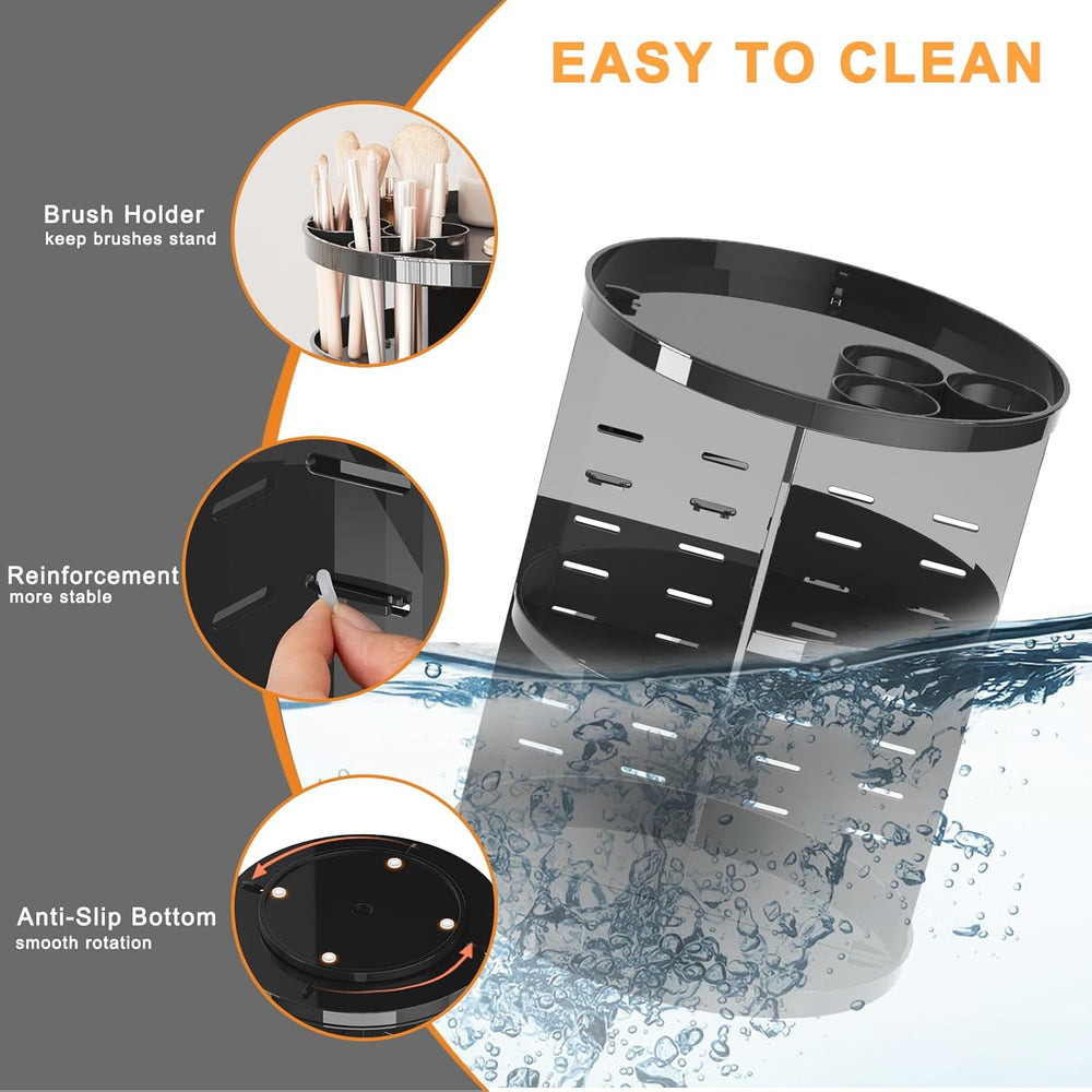 360° Rotating Makeup Organizer – Adjustable Cosmetic Storage Carousel for Vanity & Bathroom Countertop