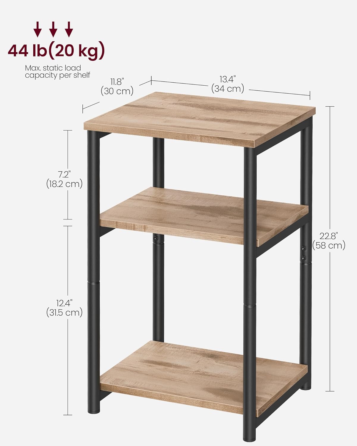 Tall Side Table Nightstand for Living Room & Bedroom