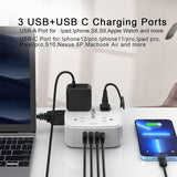 Surge Protector Power Strip – 8 Widely Spaced Outlets with 4 USB Ports, 5ft Extension Cord, Flat Plug, Wall Mount & Desk Charging Station