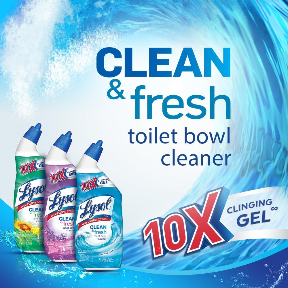 Toilet Bowl Cleaner Gel, for Cleaning and Disinfecting, Stain Removal, Forest Rain Scent, 24Oz