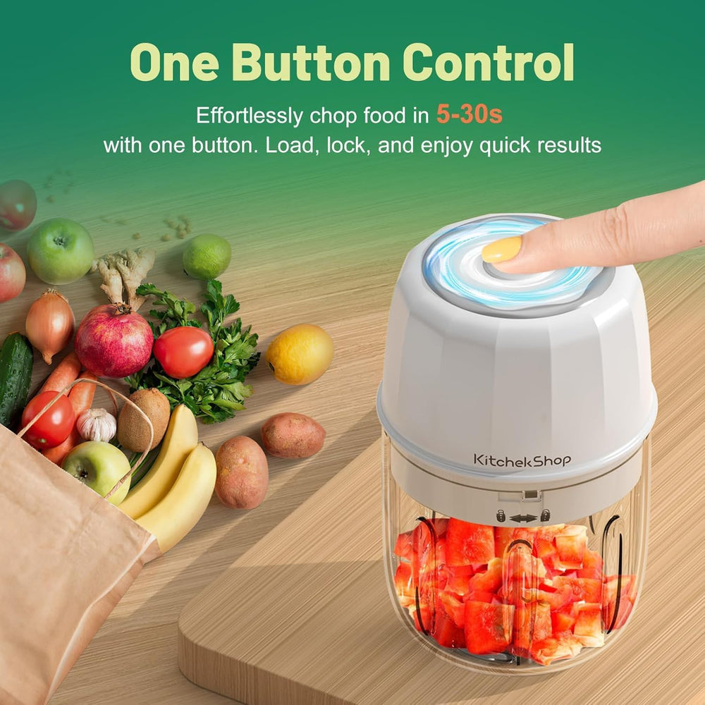Electric Garlic Chopper 300ML, Portable Cordless Mini Food Processor, USB Rechargeable, BPA-Free