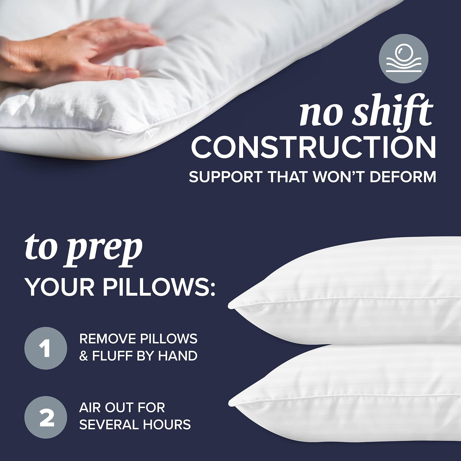 Standard, King & Queen Bed Pillows Set of 2 – Soft Down Alternative for Side, Back & Stomach Sleepers