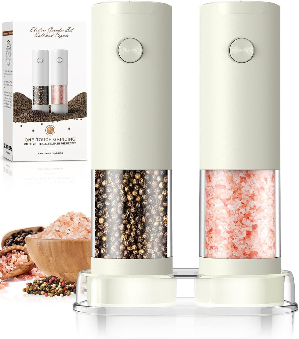 Electric Salt & Pepper Grinder Set – Automatic Adjustable Coarseness with LED Light