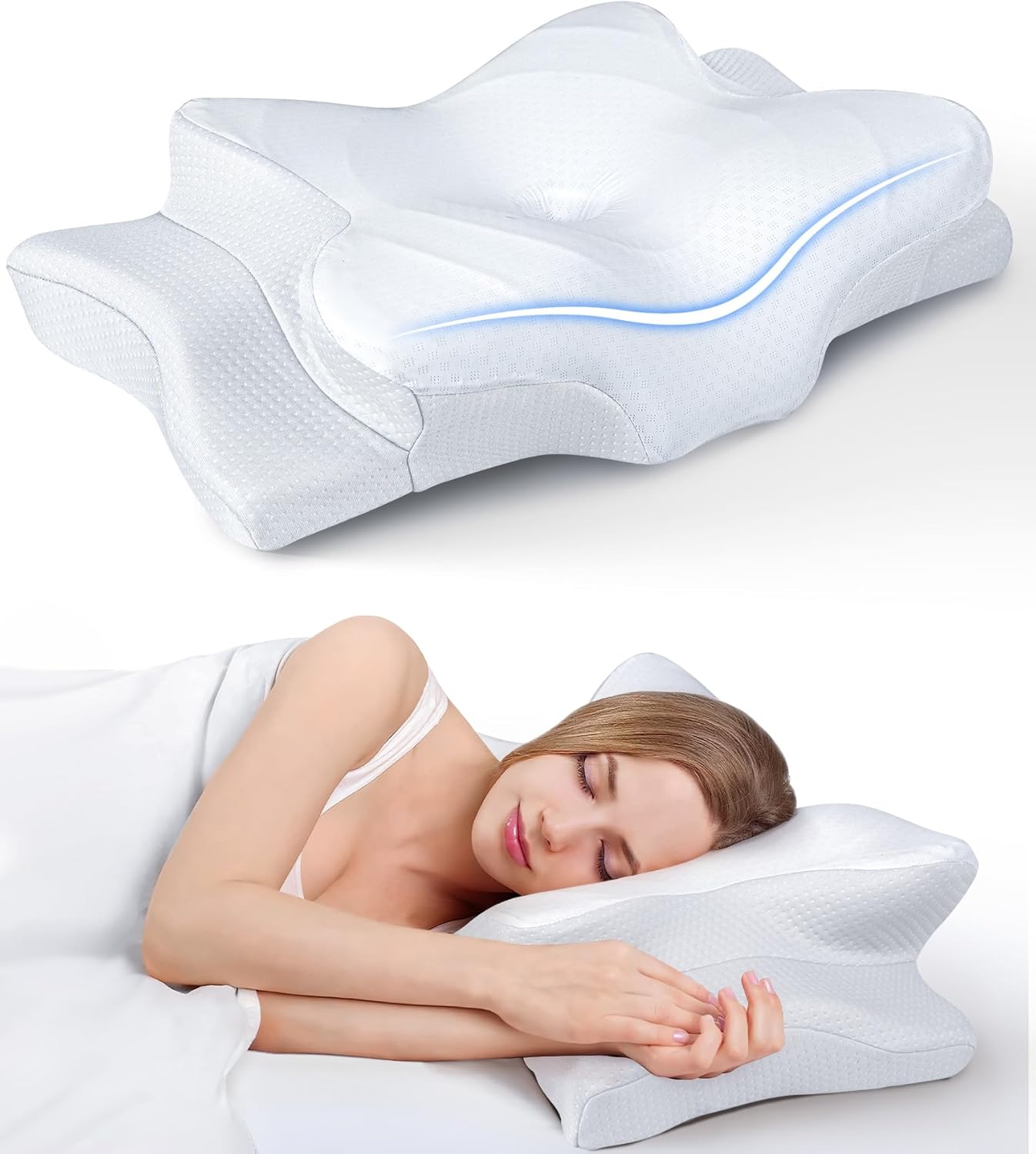 Ergonomic Memory Foam Pillow – Cooling, Odorless, Neck & Cervical Support