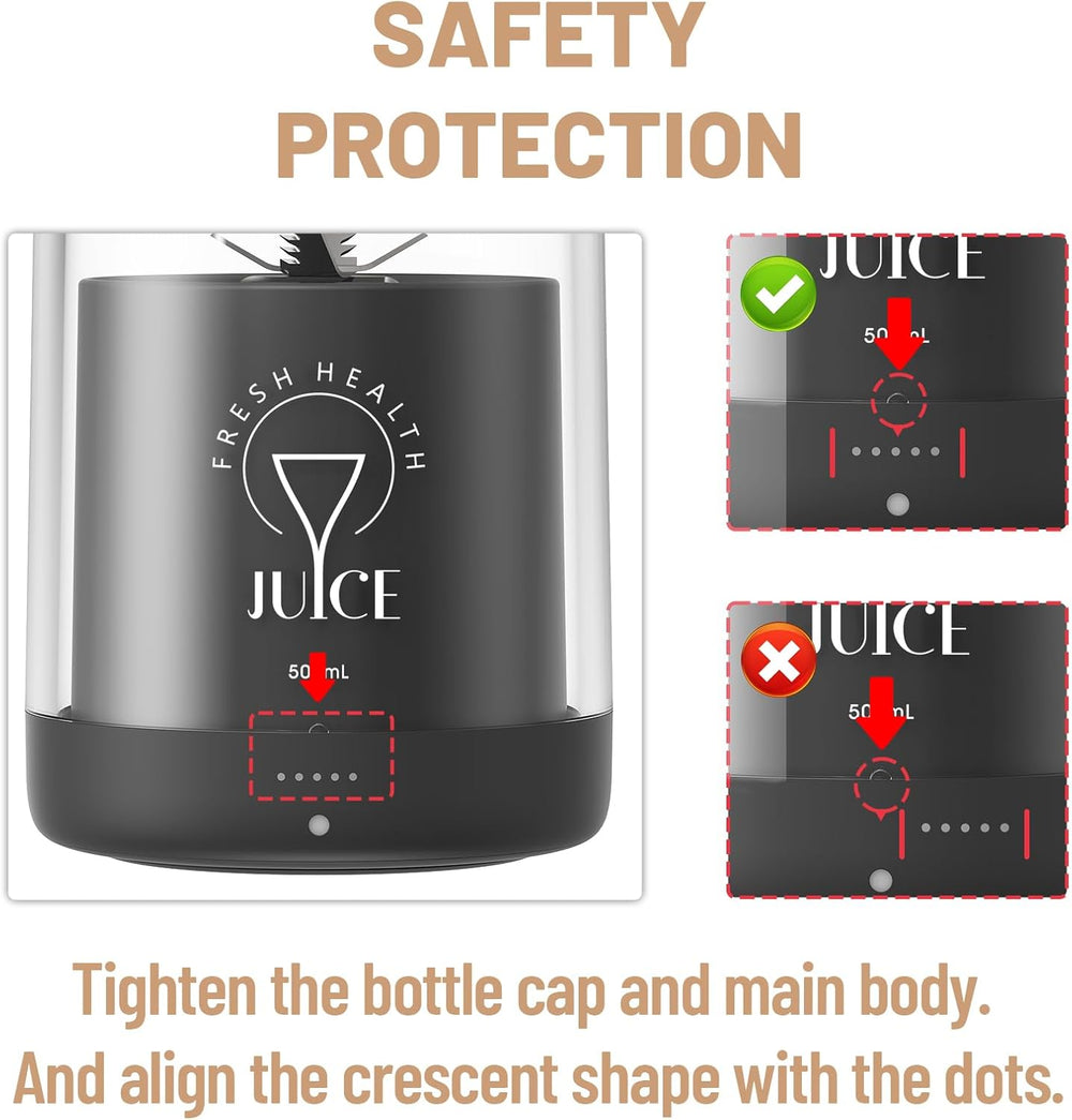 Portable Personal Blender 17oz – Rechargeable Mini Smoothie Maker with 6 Blades, USB Juicer Cup for Kitchen, Office, Travel & Camping